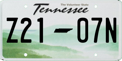 TN license plate Z2107N
