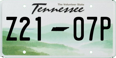 TN license plate Z2107P