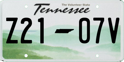 TN license plate Z2107V