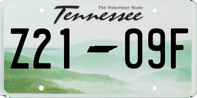 TN license plate Z2109F