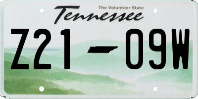 TN license plate Z2109W