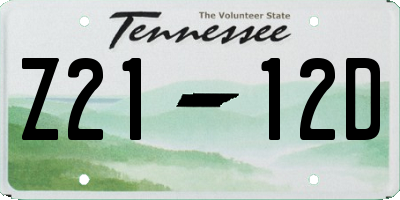 TN license plate Z2112D