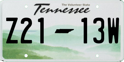 TN license plate Z2113W