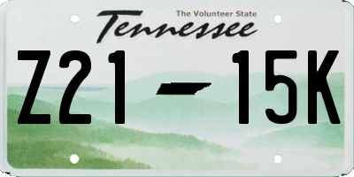 TN license plate Z2115K
