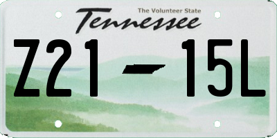 TN license plate Z2115L
