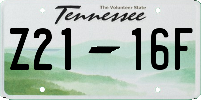 TN license plate Z2116F