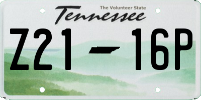 TN license plate Z2116P