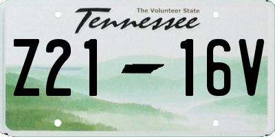 TN license plate Z2116V