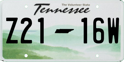 TN license plate Z2116W