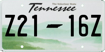 TN license plate Z2116Z