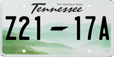 TN license plate Z2117A