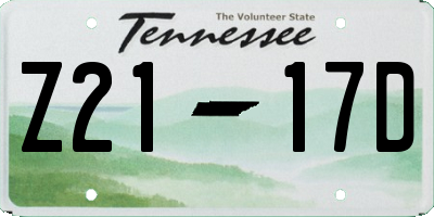 TN license plate Z2117D
