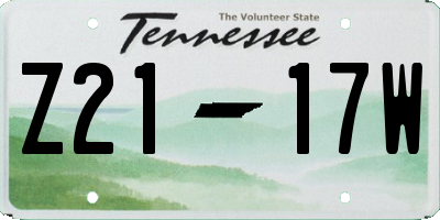 TN license plate Z2117W