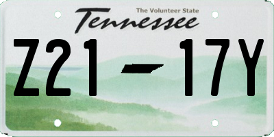 TN license plate Z2117Y
