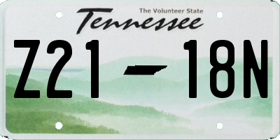 TN license plate Z2118N