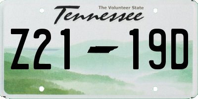TN license plate Z2119D