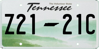 TN license plate Z2121C