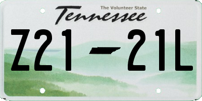 TN license plate Z2121L