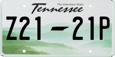TN license plate Z2121P