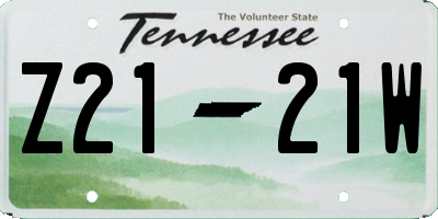 TN license plate Z2121W