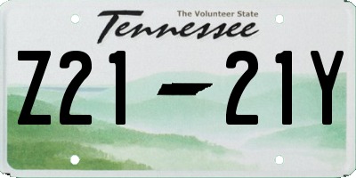 TN license plate Z2121Y