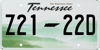 TN license plate Z2122D