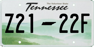 TN license plate Z2122F