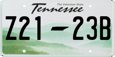TN license plate Z2123B