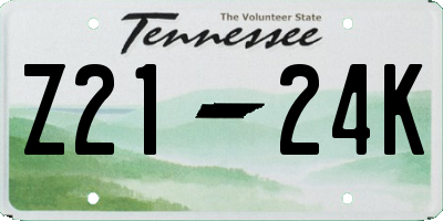 TN license plate Z2124K