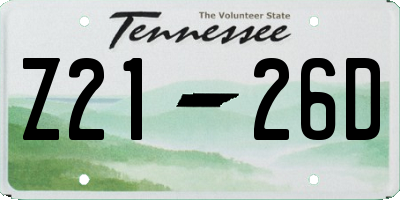 TN license plate Z2126D