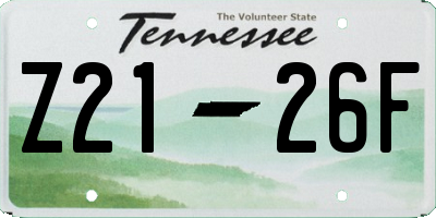 TN license plate Z2126F