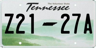 TN license plate Z2127A