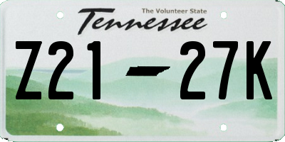 TN license plate Z2127K