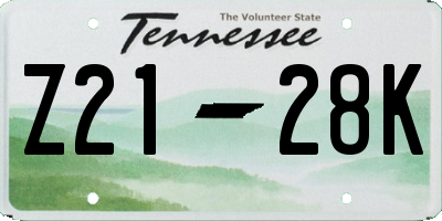 TN license plate Z2128K