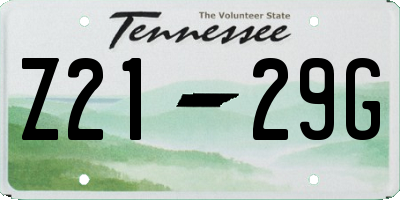 TN license plate Z2129G