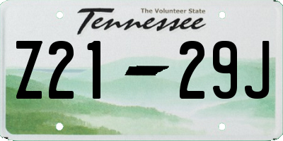 TN license plate Z2129J