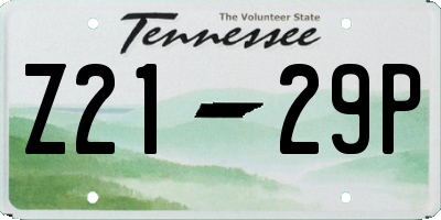 TN license plate Z2129P