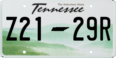 TN license plate Z2129R