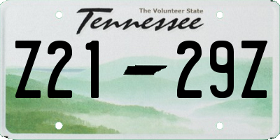 TN license plate Z2129Z