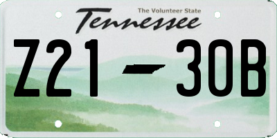TN license plate Z2130B