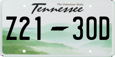 TN license plate Z2130D