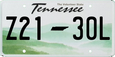 TN license plate Z2130L