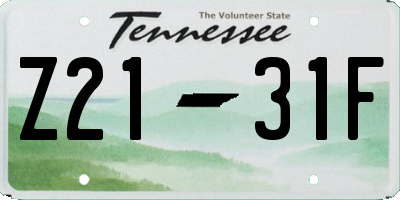 TN license plate Z2131F