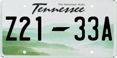 TN license plate Z2133A