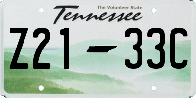 TN license plate Z2133C
