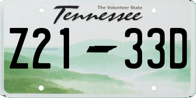 TN license plate Z2133D