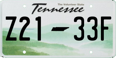 TN license plate Z2133F