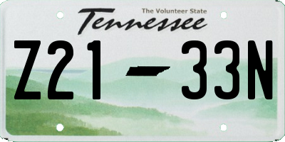 TN license plate Z2133N