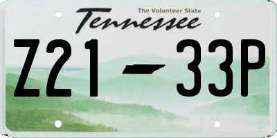 TN license plate Z2133P