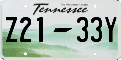 TN license plate Z2133Y
